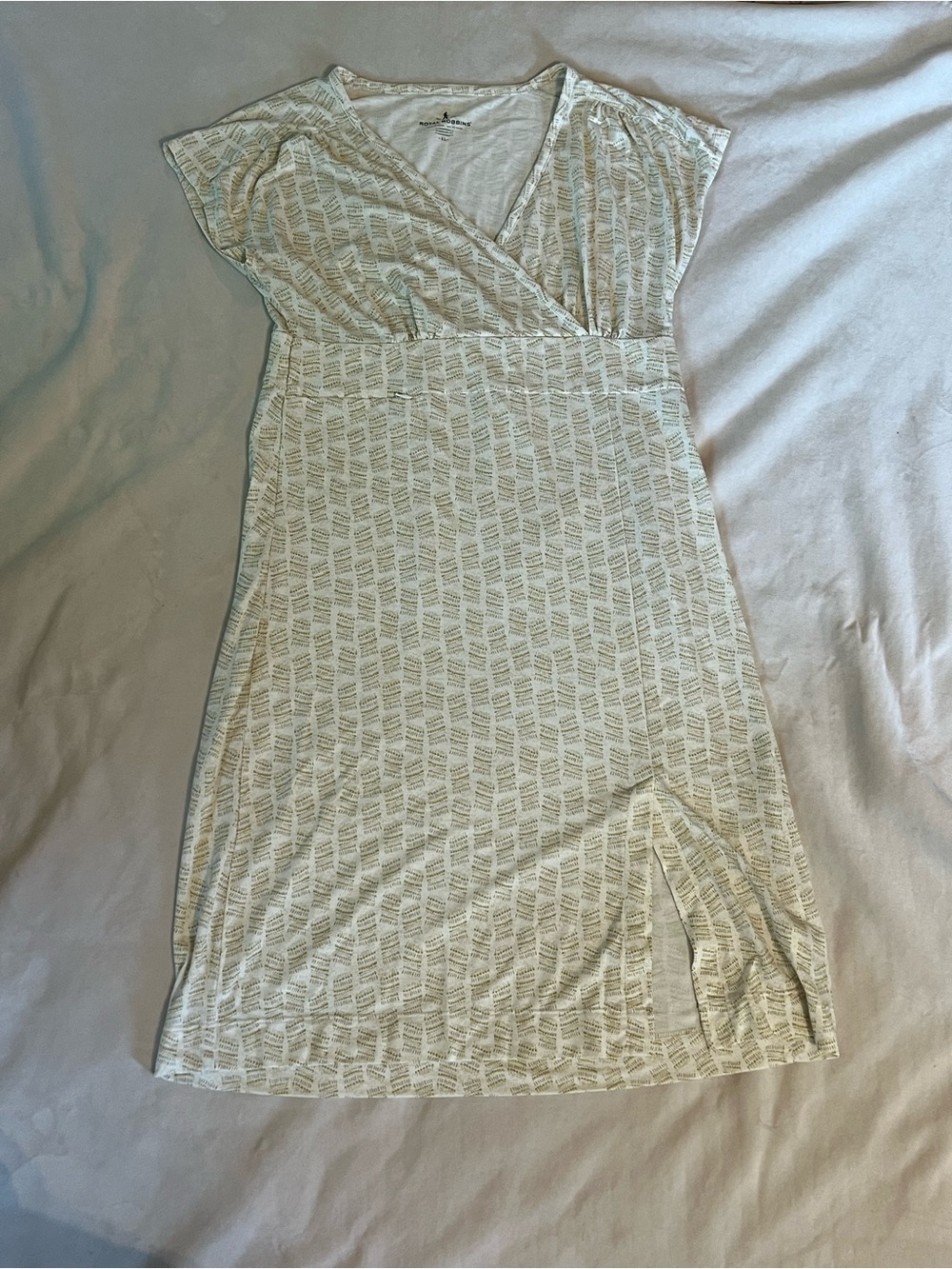 Royal Robbins Cream Printed Wrap-Front Midi Dress